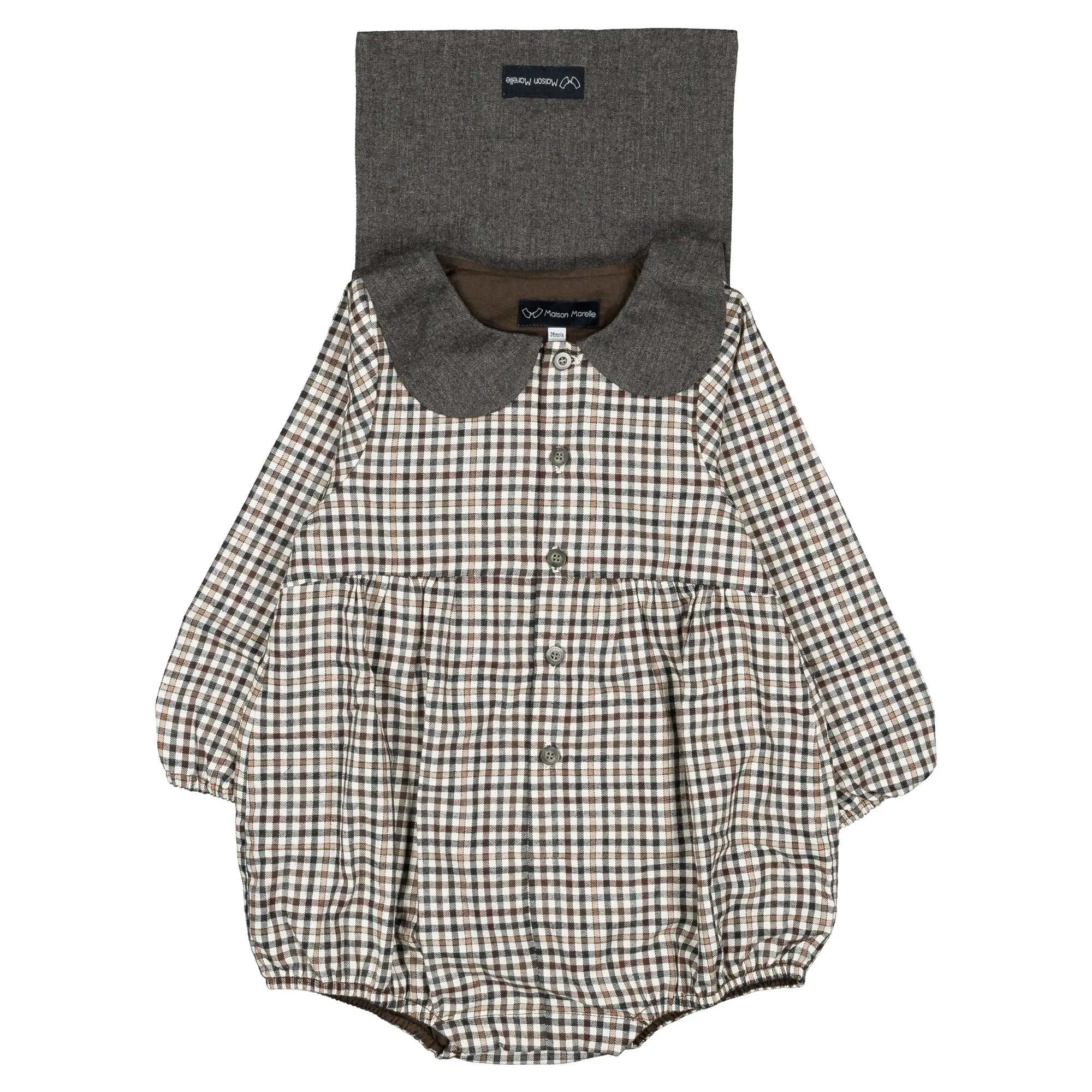 Barboteuse BAC - vichy gris&beige