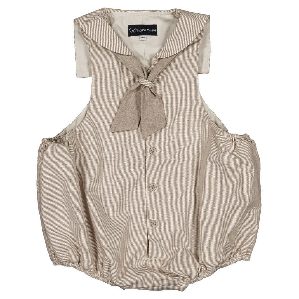 Barboteuse VIGNY - fines rayures beige