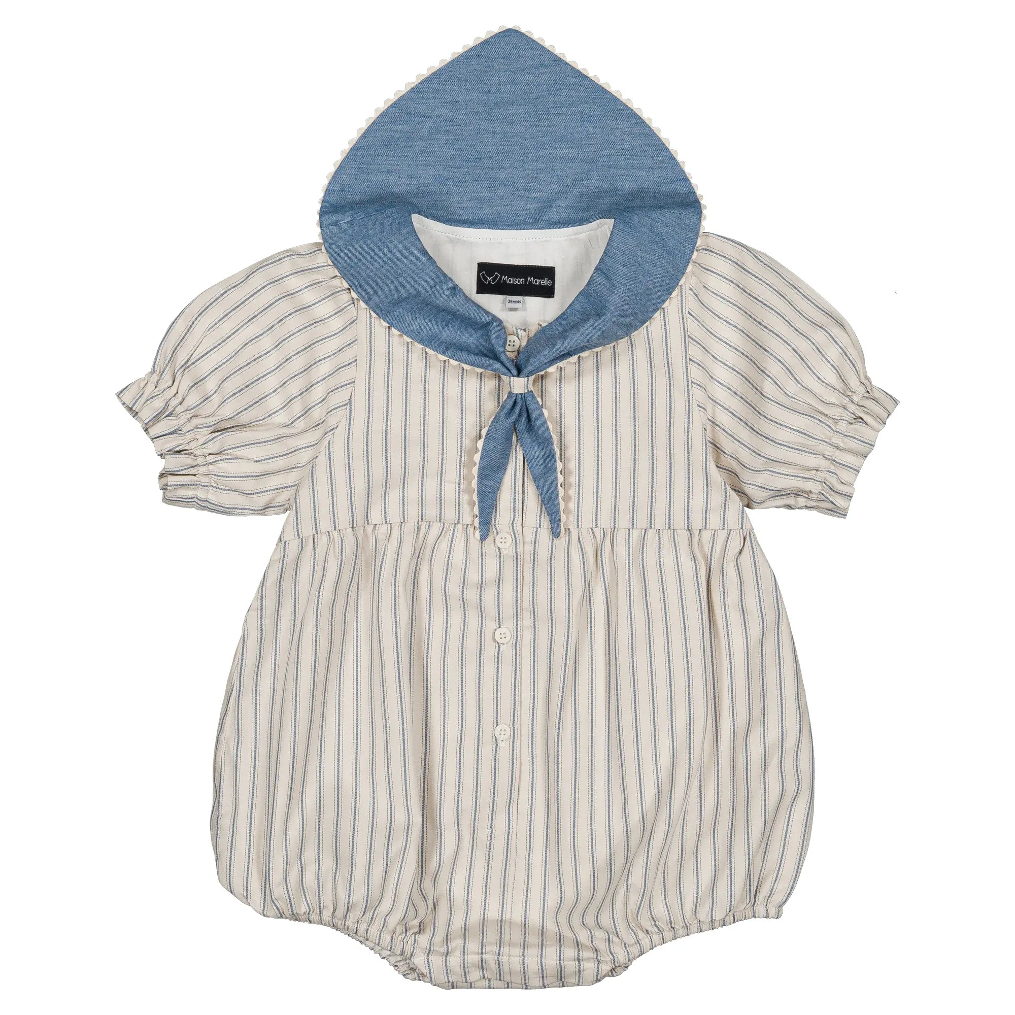 Barboteuse REINE - rayures bleues 